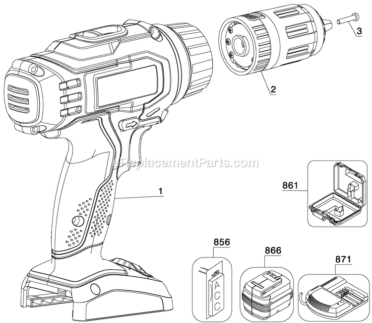 Porter Cable PC180HDK-2 (Type 1) Pc 18v Hammer Drill Kit Power Tool Page A Diagram
